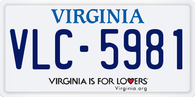 VA license plate VLC5981