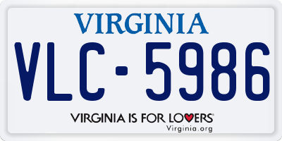VA license plate VLC5986