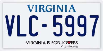 VA license plate VLC5997