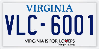 VA license plate VLC6001
