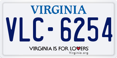 VA license plate VLC6254
