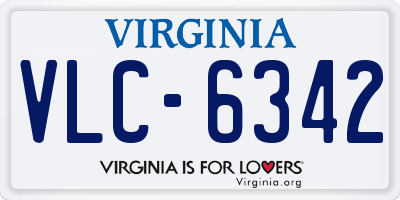 VA license plate VLC6342