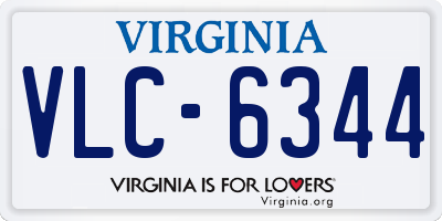 VA license plate VLC6344