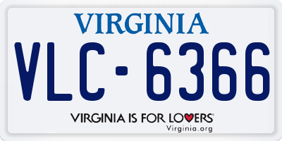 VA license plate VLC6366
