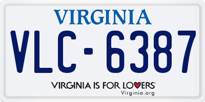 VA license plate VLC6387