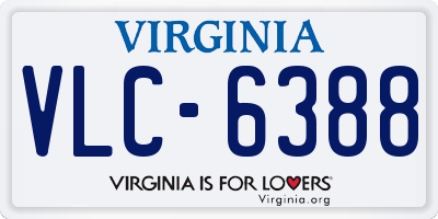 VA license plate VLC6388