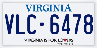 VA license plate VLC6478