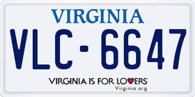 VA license plate VLC6647