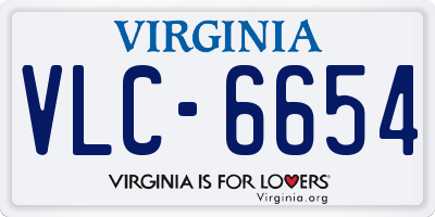 VA license plate VLC6654