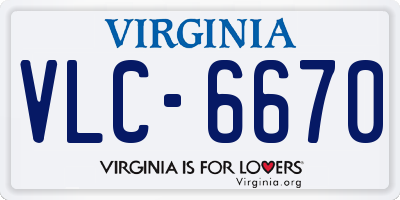 VA license plate VLC6670