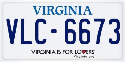 VA license plate VLC6673