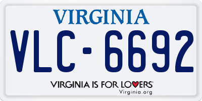 VA license plate VLC6692