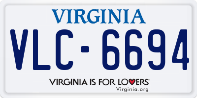 VA license plate VLC6694