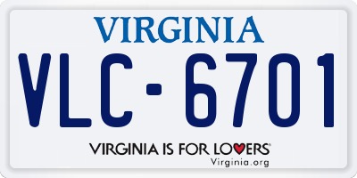 VA license plate VLC6701