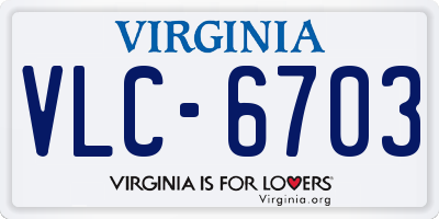 VA license plate VLC6703