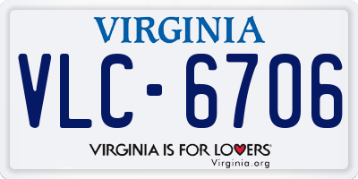 VA license plate VLC6706