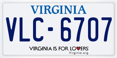 VA license plate VLC6707