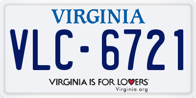 VA license plate VLC6721