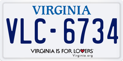 VA license plate VLC6734