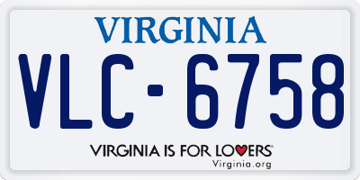 VA license plate VLC6758