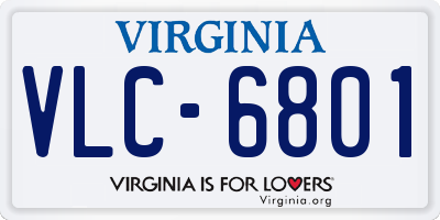 VA license plate VLC6801