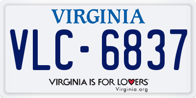 VA license plate VLC6837