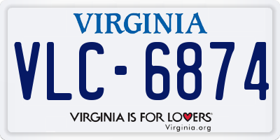 VA license plate VLC6874