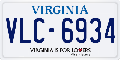 VA license plate VLC6934