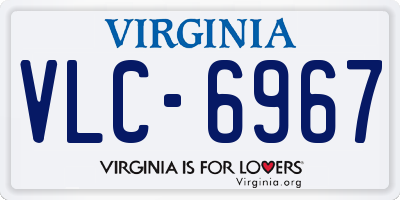 VA license plate VLC6967