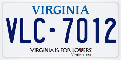 VA license plate VLC7012