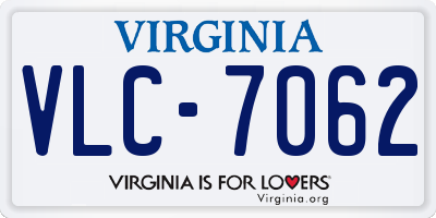 VA license plate VLC7062