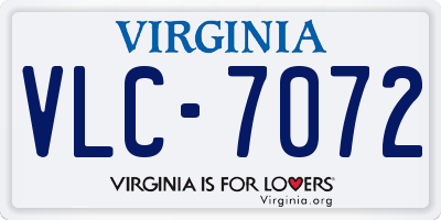 VA license plate VLC7072