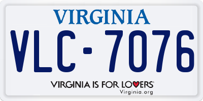 VA license plate VLC7076