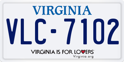 VA license plate VLC7102