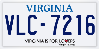 VA license plate VLC7216