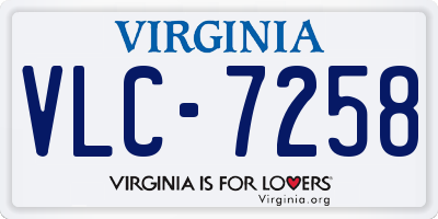 VA license plate VLC7258