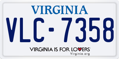 VA license plate VLC7358