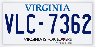 VA license plate VLC7362
