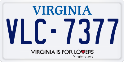 VA license plate VLC7377