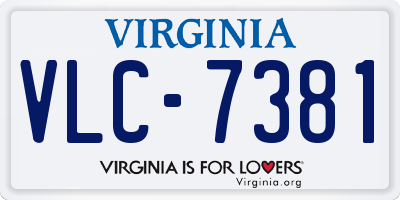 VA license plate VLC7381