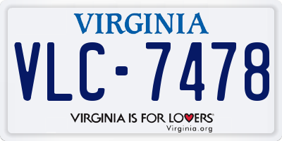 VA license plate VLC7478