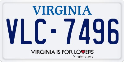 VA license plate VLC7496