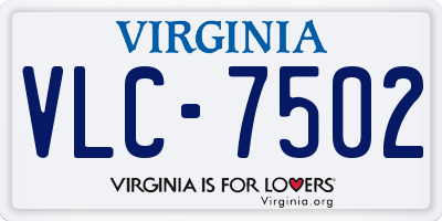 VA license plate VLC7502