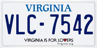 VA license plate VLC7542