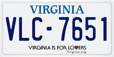 VA license plate VLC7651