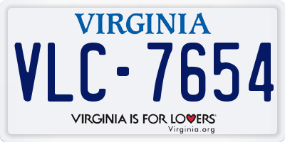 VA license plate VLC7654