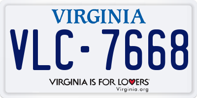 VA license plate VLC7668