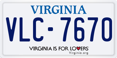 VA license plate VLC7670
