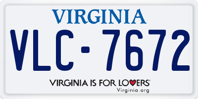 VA license plate VLC7672