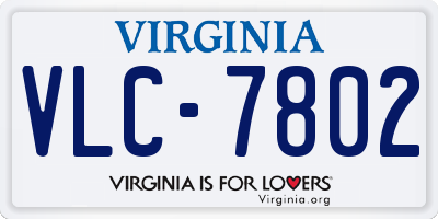 VA license plate VLC7802